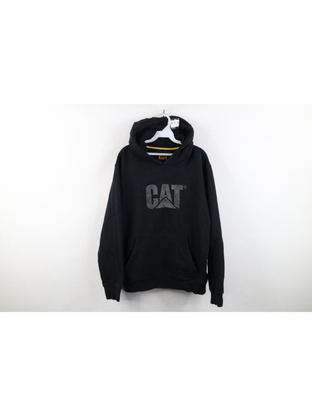 Vintage 90s Y2K Cat Caterpillar Heavyweight Hoodie Sweatshirt Mens Size L Black